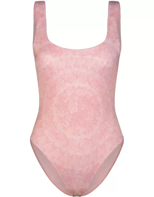 Versace barocco One-piece Swimsuit In Pink Polyester Blend