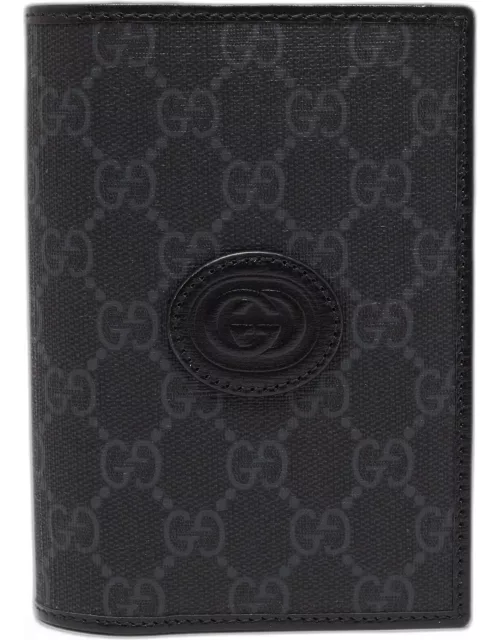 Gucci Black GG Supreme Canvas Interlocking G Passport Holder