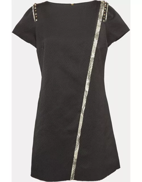 Zadig & Voltaire Black Studded Jacquard Raw Edge Ranon BF Dress