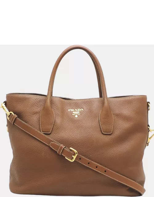 Prada Brown Leather Vitello Daino Tote Bag