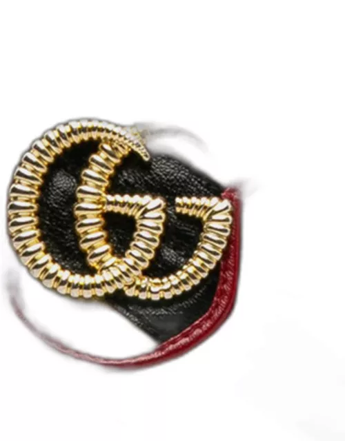 Gucci Black Leather Bicolor Torchon GG Marmont Chain Wallet