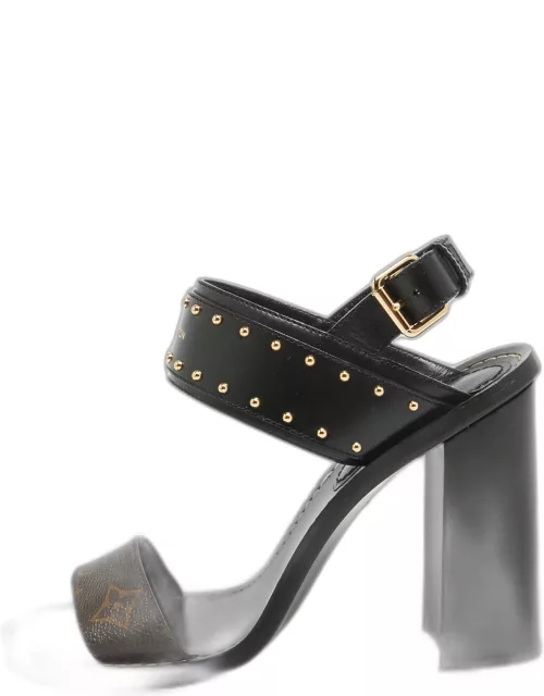 Louis Vuitton Black/Brown Monogram Canvas and Leather Nomad Ankle Strap Sandal