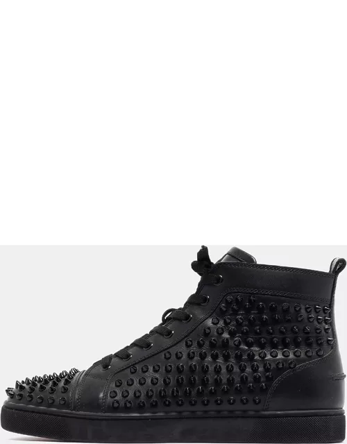 Christian Louboutin Black Leather Louis Spikes High Top Sneaker
