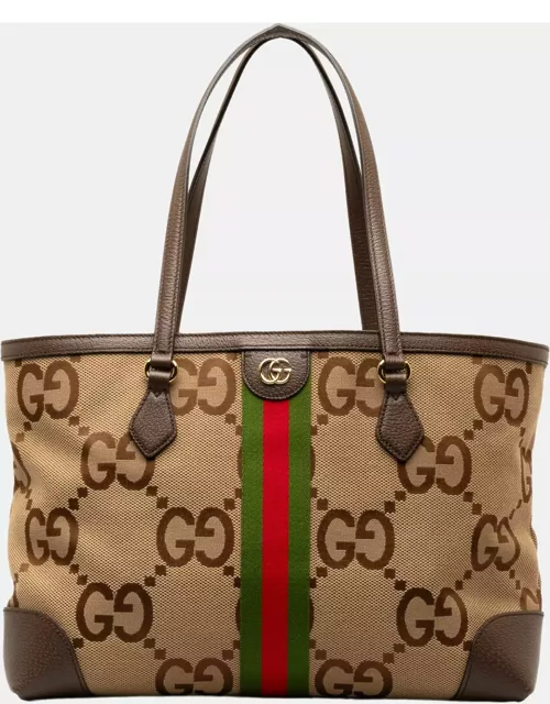 Gucci Beige/Brown Jumbo GG Canvas Ophidia Tote