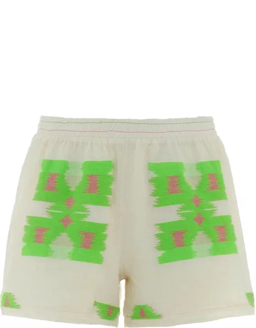 DEVOTION Anabel Cotton Mix Shorts - Green & Fuchsia