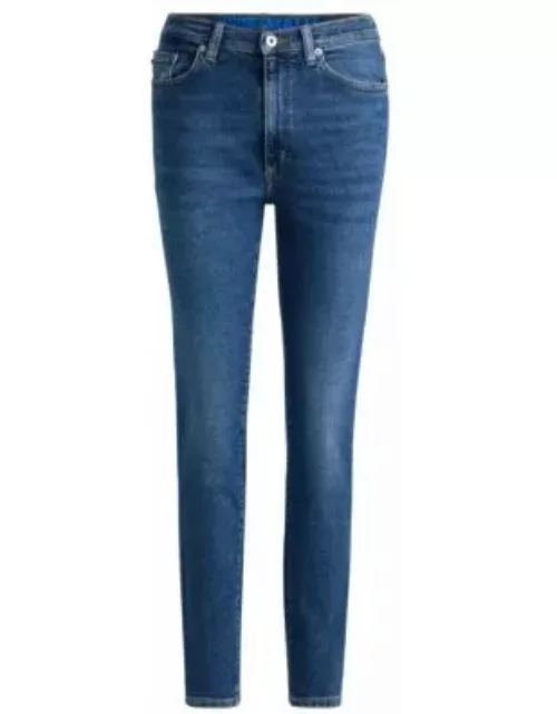 Skinny-fit jeans in medium-blue stretch denim- Blue Women's Jean