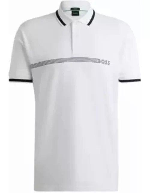 Polo shirt with stripes and logo- White Men's Polo Shirt
