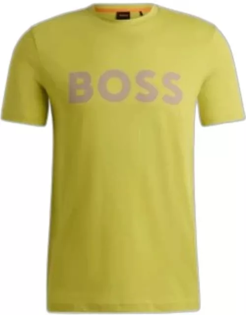 Cotton-jersey T-shirt with rubber-print logo- Light Green Men's T-Shirt