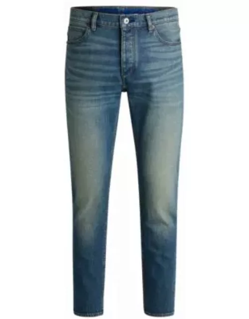 Tapered-fit jeans in blue tinted denim- Blue Men's Jean