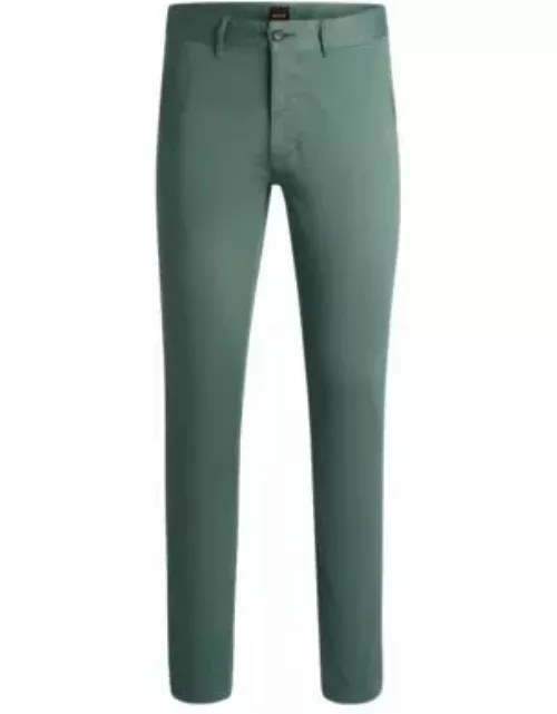 Slim-fit chinos in stretch-cotton satin- Light Green Men's Casual Pant