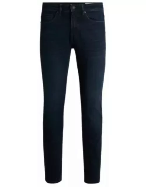 Slim-fit jeans in blue-black soft-motion denim- Dark Blue Men's Jean