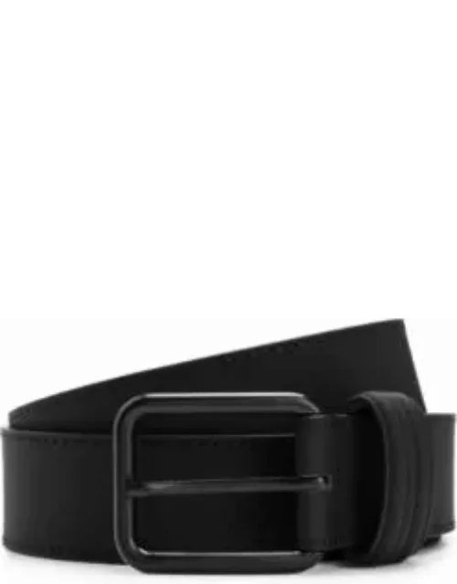 Porsche x BOSS Italian-leather belt with black buckle- Black Men's Casual Belt