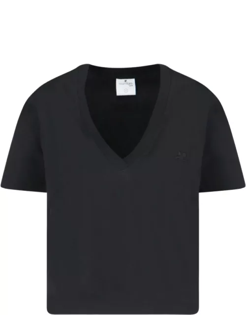 Courrèges V-Neck Short T-Shirt