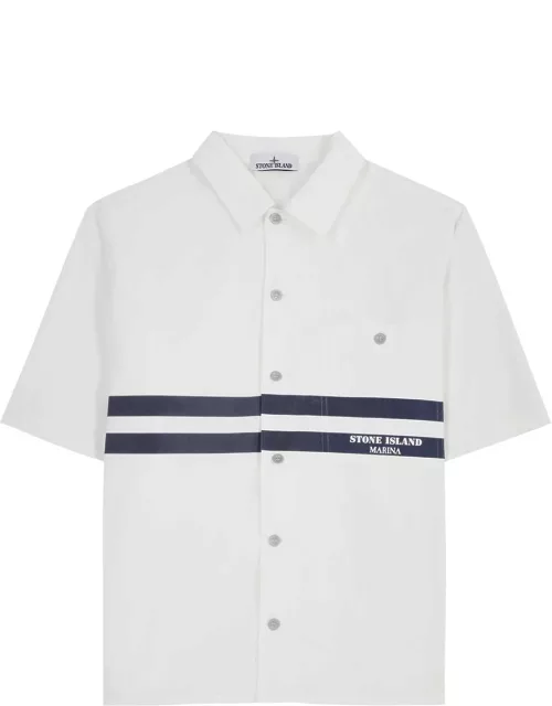 Stone Island Marina Logo-print Cotton-poplin Shirt - White