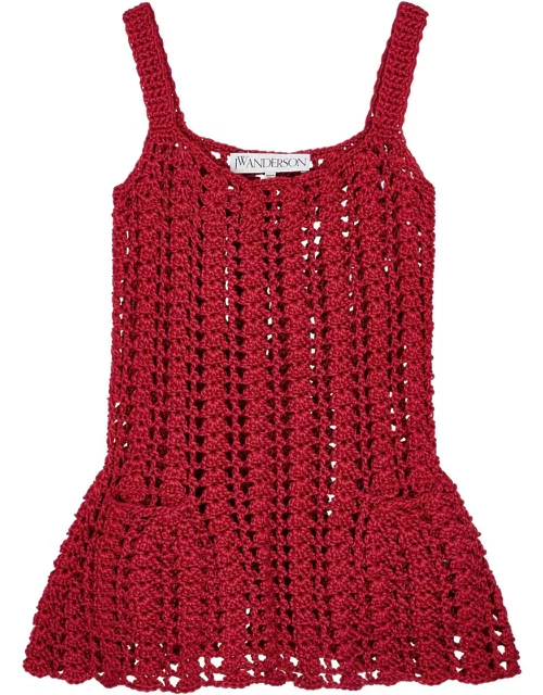 JW Anderson Open-knit Crochet Mini Dress - Red - M (UK12 / M)