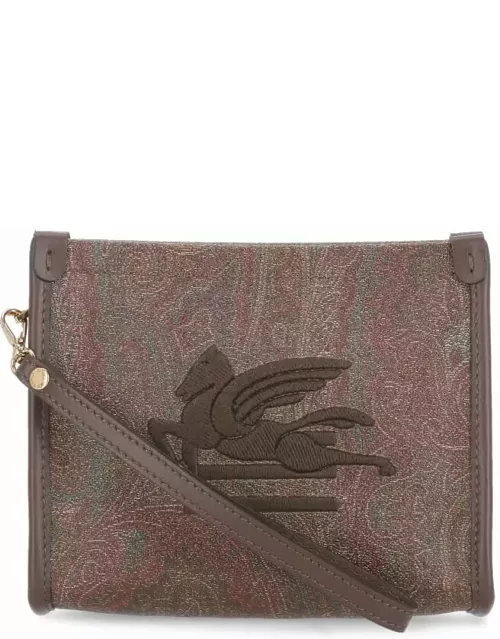Etro Paisley Clutch Bag In Coated Canvas With Logo