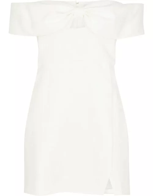 Self-portrait Bow Off-the-shoulder Mini Dress - White - 10 (UK10 / S)