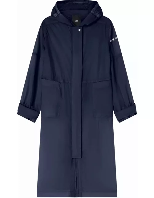 Add Long Navy Blue Parka With Hood