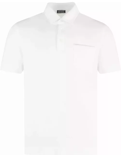 Zegna Short Sleeve Cotton Pique Polo Shirt