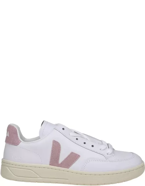 Veja V 12 Sneakers In White/pink Leather