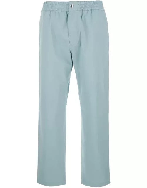 Maison Kitsuné Light Blue Straight Pants In Cotton Man