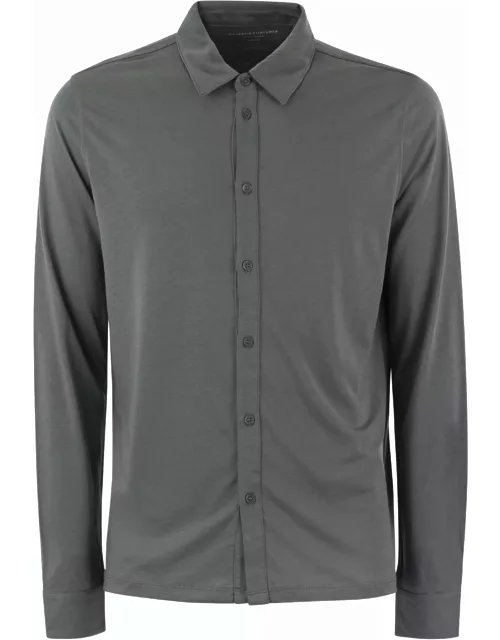 Majestic Filatures Long-sleeved Shirt In Lyocell And Cotton