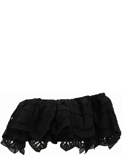 Charo Ruiz collyk Black Off-the-shoulders Top In Cotton Lace Woman
