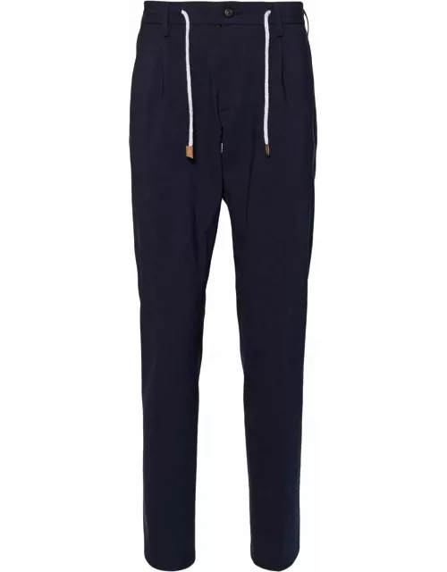 Eleventy Blue Trousers With Drawstring In Fresh Woo