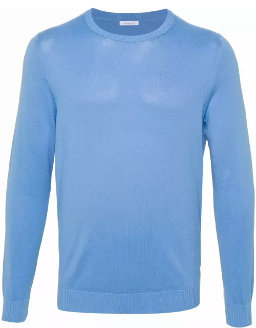 Malo Light Blue Crew-neck Sweater In Cotton
