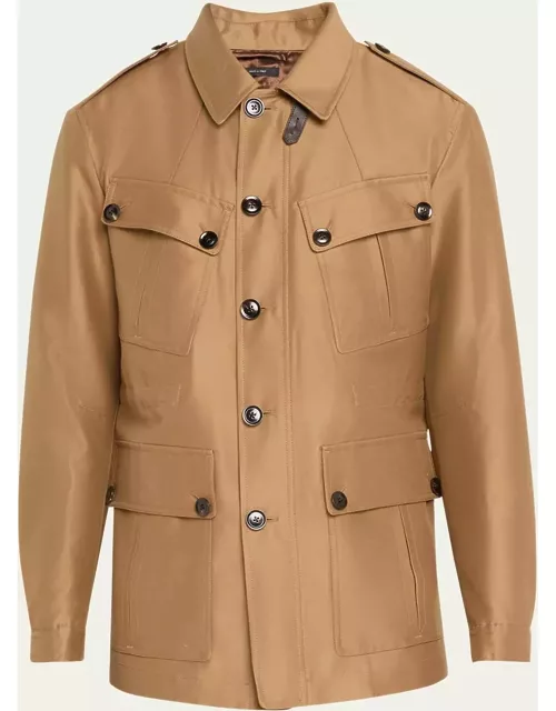 Men's Wool-Silk Faille Water-Resistant Field Jacket