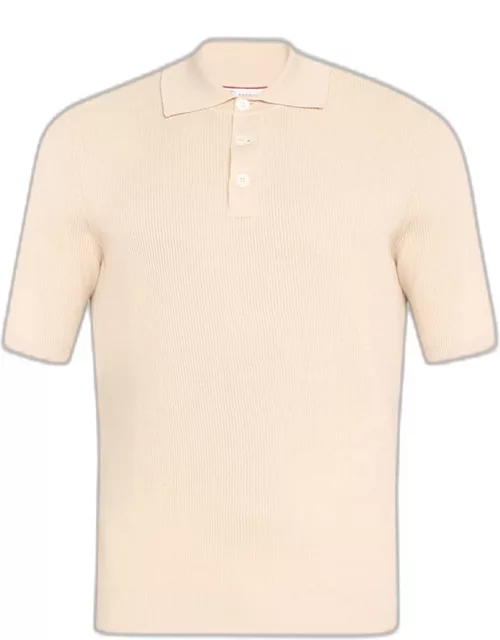 Men's Cotton Ribbed Polo Sweater