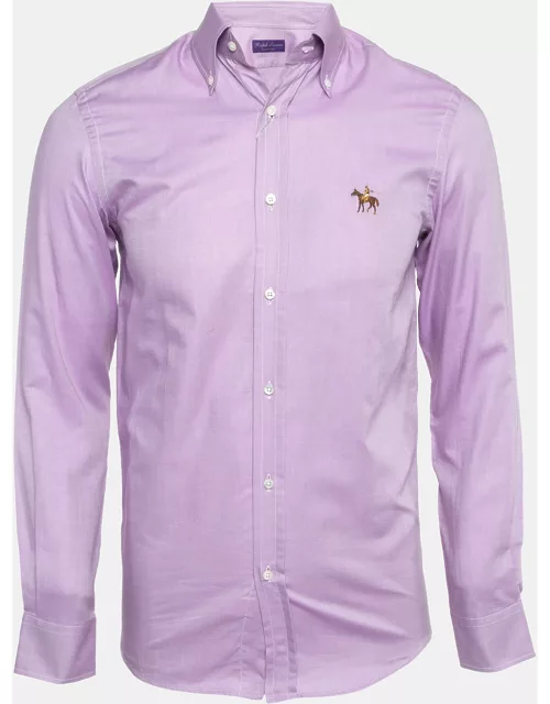 Ralph Lauren Purple Label Lavender Embroidered Oxford Cotton Shirt