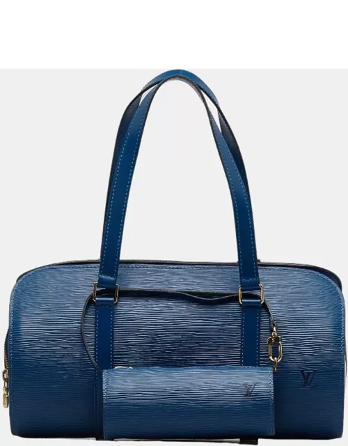Louis Vuitton Blue Leather Epi Soufflot Satchel