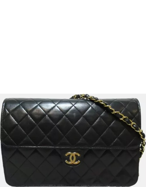 Chanel Black Leather Quilted CC Flap Crossbody Bag