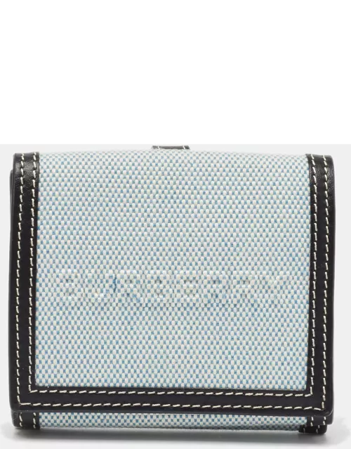 Burberry Blue/Black Canvas and Leather Luna Compact Wallet