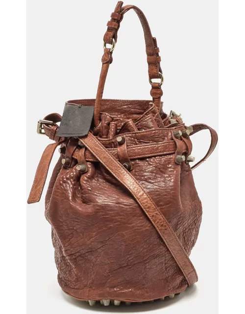Alexander Wang Brown Pebbled Leather Diego Bucket Bag