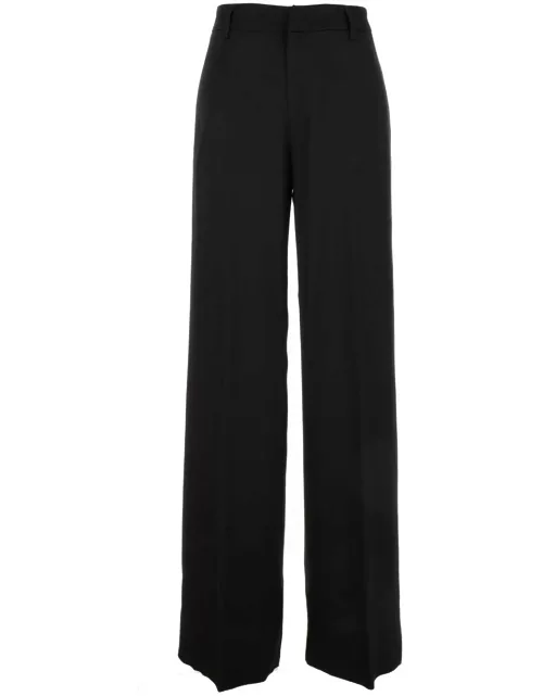 PT01 lorenza Black Relaxed Pants With Welt Pockets In Viscose Woman