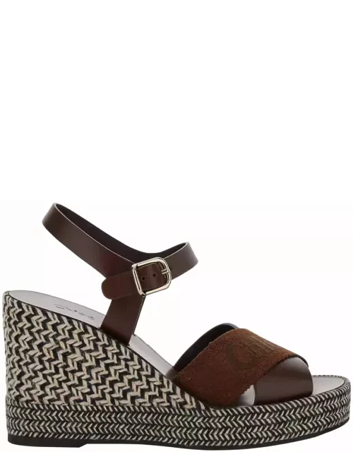 Chloé Espadrillas Sandals With Wedge In Leather And Jute