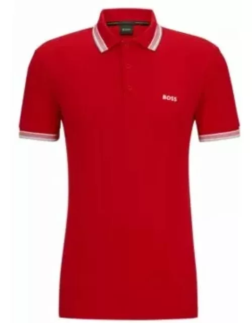 Polo shirt with contrast logo details- Red Men's Polo Shirt