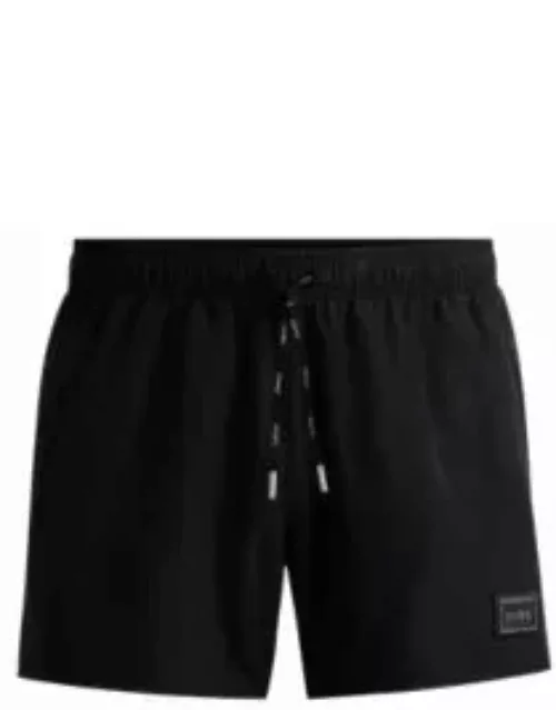 Fully lined swim shorts with logo detail- Black Men's Swim Short
