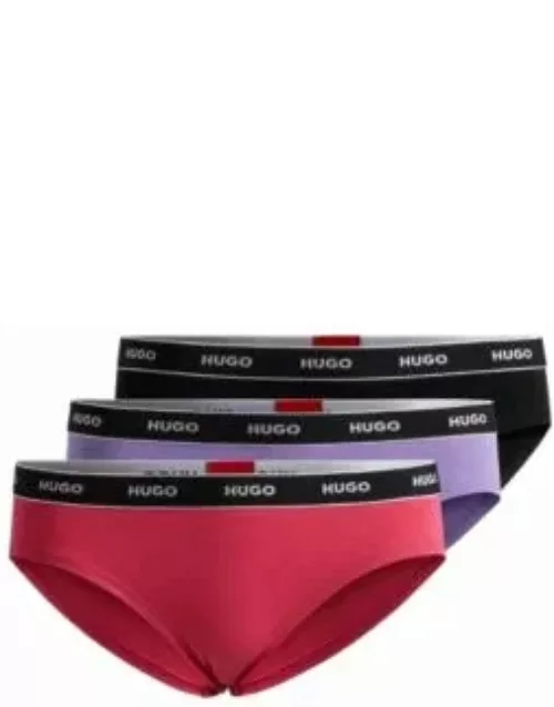 Three-pack of stretch-cotton briefs with logo waistbands- Patterned Women's Underwear, Pajamas, and Sock