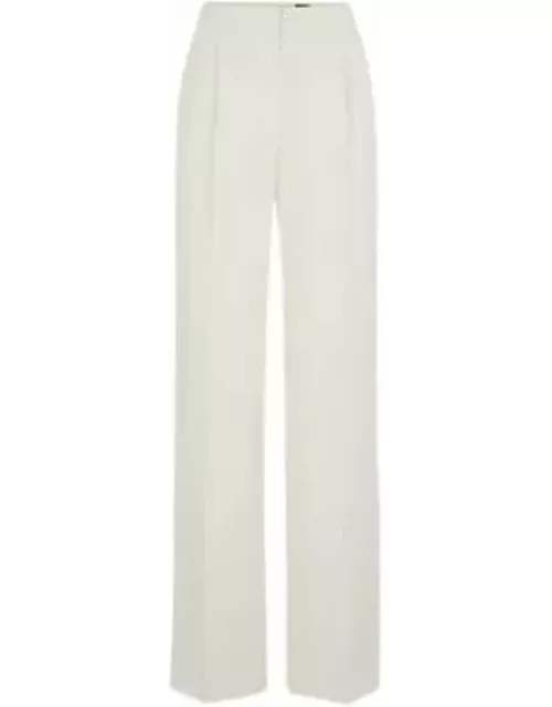Regular-fit trousers in matte fabric- White Women's Formal Pant