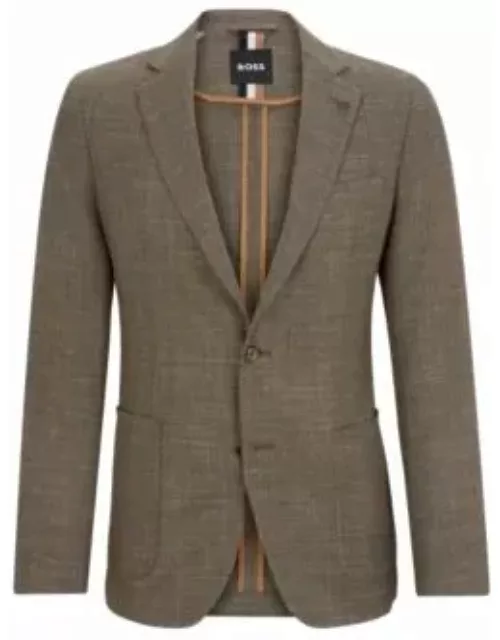 Slim-fit jacket in melange stretch cloth- Light Beige Men's Sport Coat