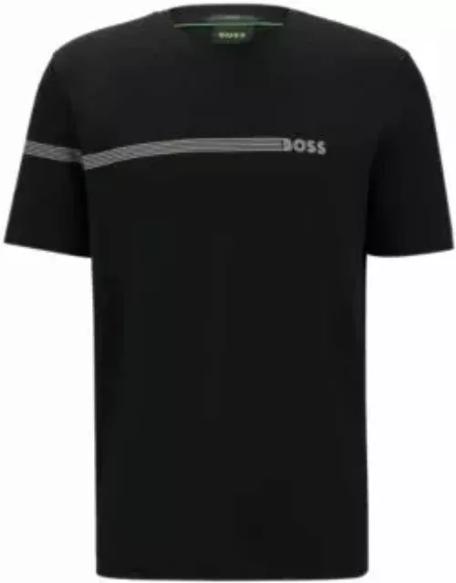T-shirt with stripes and logo- Black Men's T-Shirt