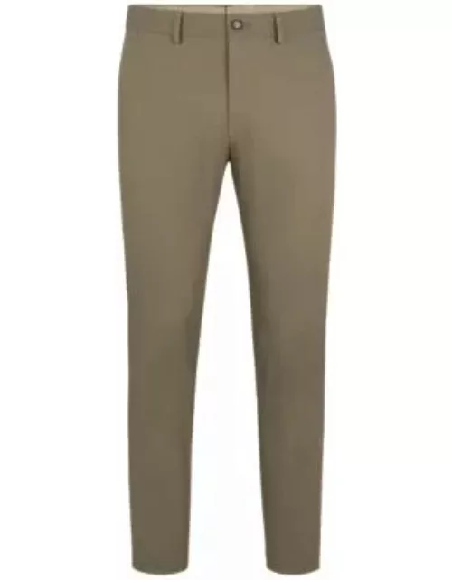 Slim-fit trousers in stretch cotton with silk- Light Green Men's All Clothing