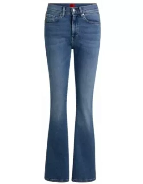 Skinny-fit flared jeans in blue super-stretch denim- Blue Women's Jean