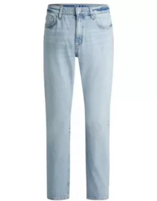 Slim-fit jeans in blue stretch denim- Turquoise Men's Jean