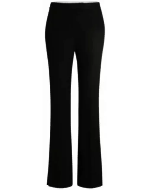 High-waisted slim-fit trousers with flared leg- Black Women's Formal Pant