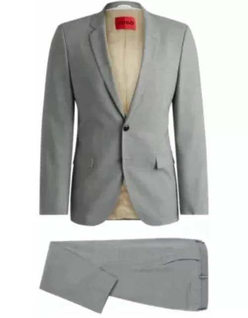 Extra-slim-fit suit in houndstooth performance-stretch fabric- Light Grey Men's Business Suit