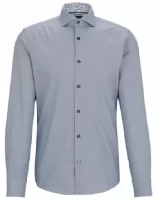 Casual-fit shirt in structured cotton with spread collar- Light Blue Men's Shirt